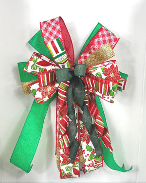 Christmas Holly Bow | Red & Green Wreath Decor by Bouge Creations, view 5
