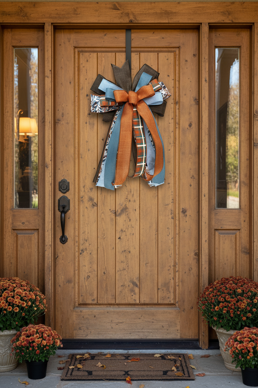 Fall Plaid Wreath Bow | Rustic Farmhouse | Thanksgiving Decor by Bouge Creations