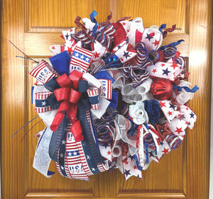 Patriotic 4th of July Wreath | Stars & Stripes Door Decor by Bouge Creations, view 7