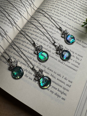 Abalone Shell Cherub Necklace Adjustable detail view by Copper Ashes
