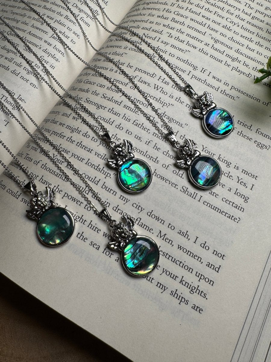 Abalone Shell Cherub Necklace Adjustable detail view by Copper Ashes