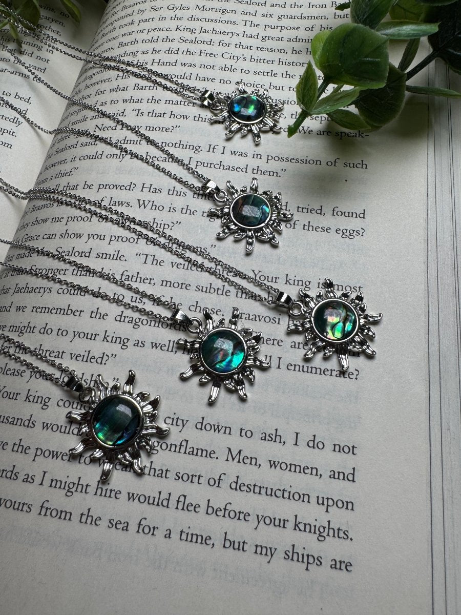 Abalone Shell Sun Necklace Adjustable detail view by Copper Ashes
