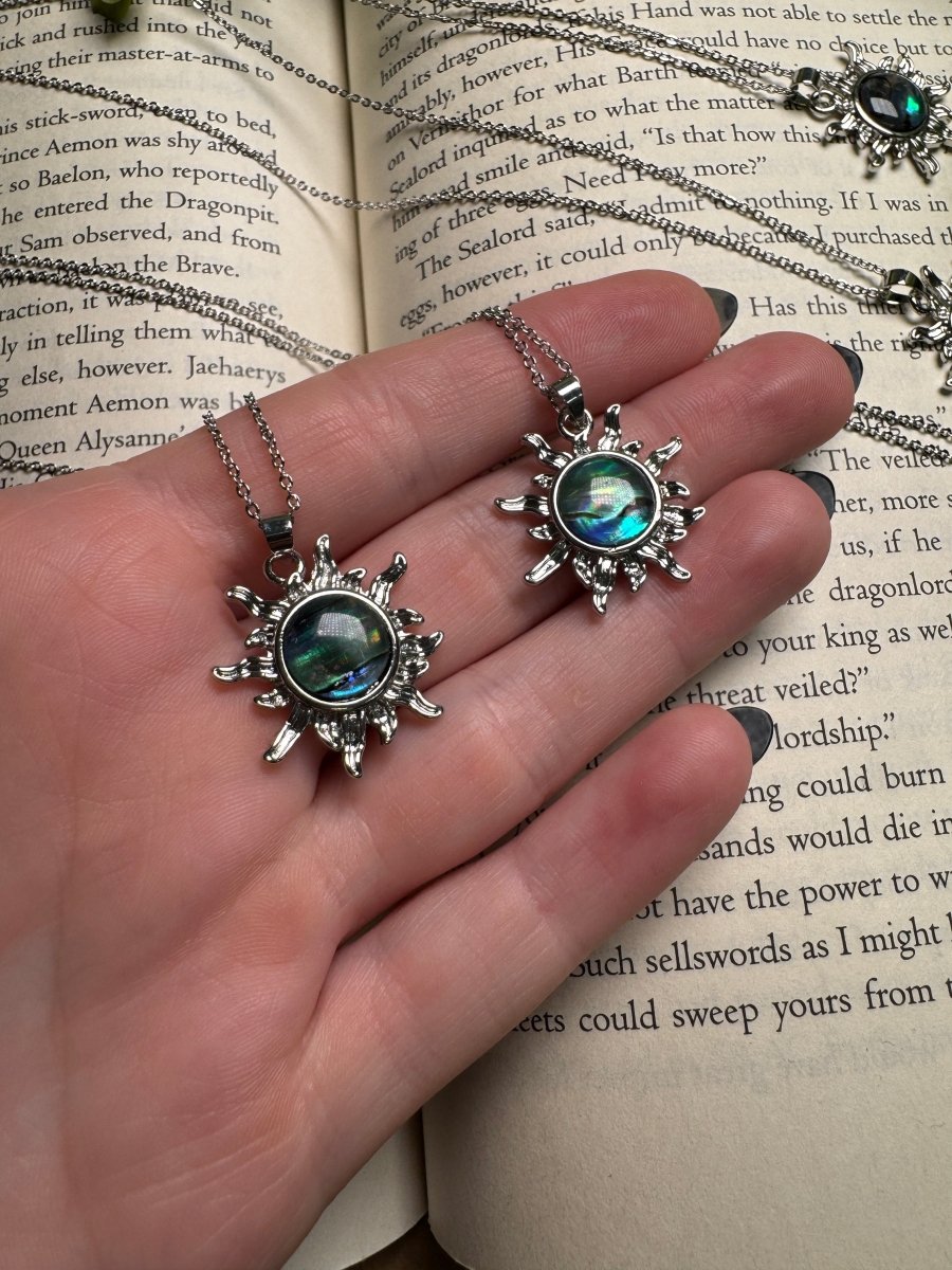 Abalone Shell Sun Necklace Adjustable detail view by Copper Ashes