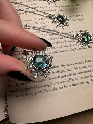 Abalone Shell Sun Necklace Adjustable detail view by Copper Ashes