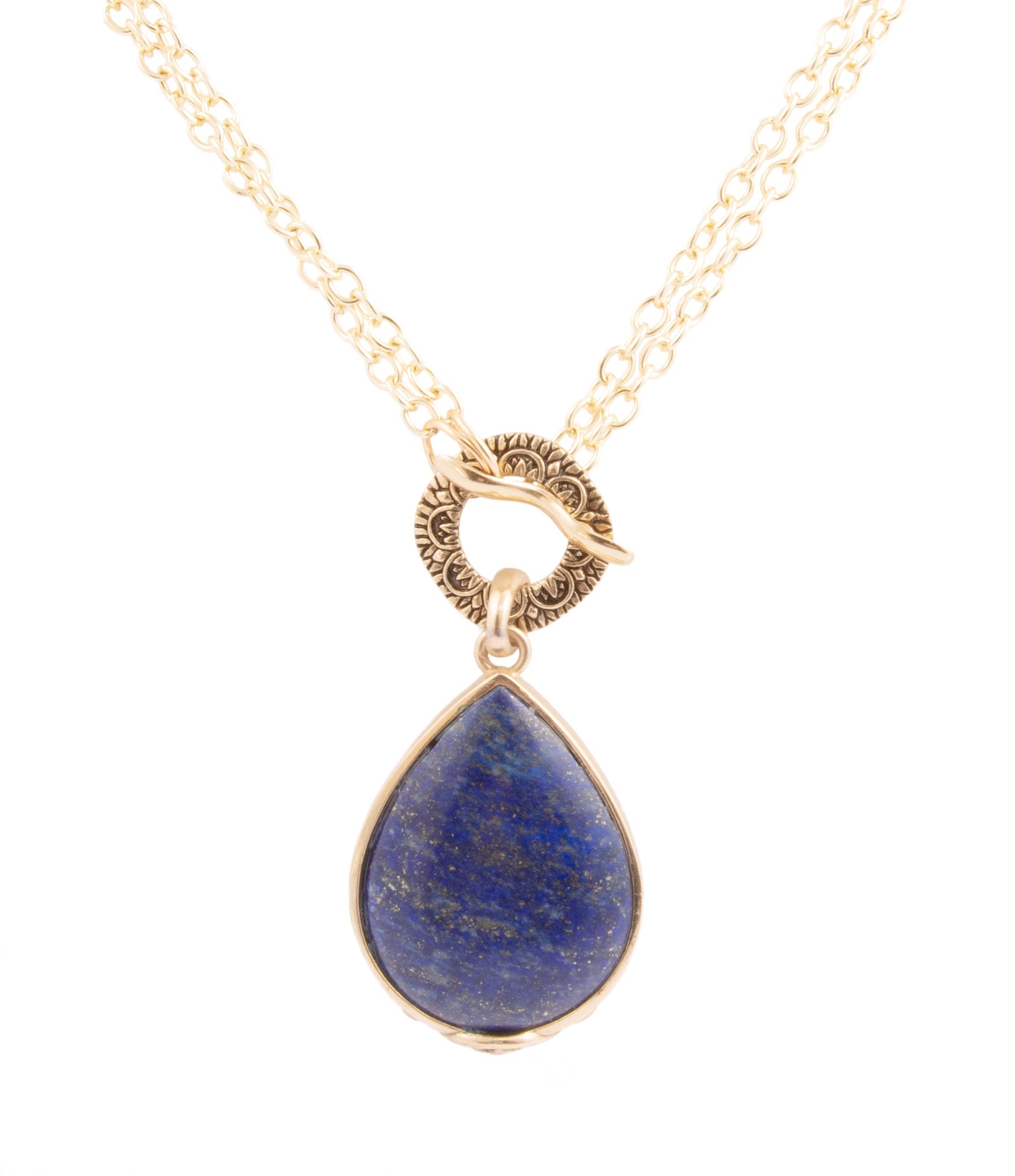 Abby Blue Lapis Golden Pendant Necklace by Barse Jewelry