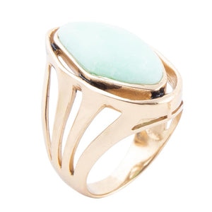 Abstract Green Chrysoprase and Golden Ring by Barse Jewelry
