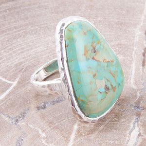 Abstract Blue Turquoise and Sterling Silver Ring detail view by Barse Jewelry