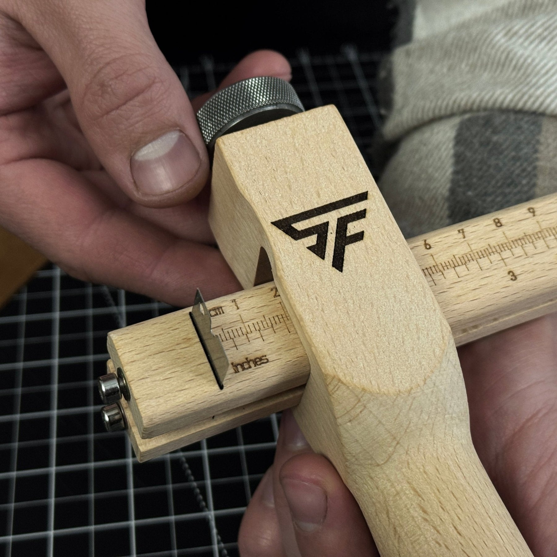 Adjustable Leather Strap & Belt Cutter detail view by Sharky Forged Steel Tools