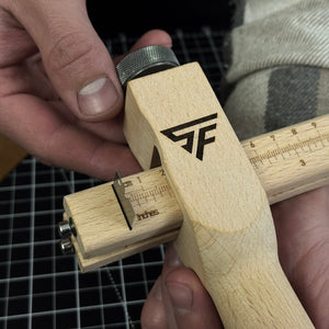 Adjustable Leather Strap & Belt Cutter detail view by Sharky Forged Steel Tools