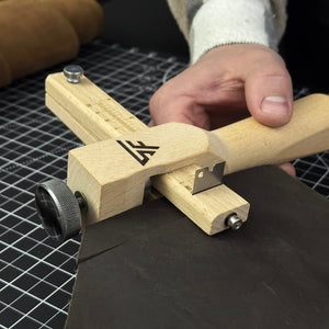 Adjustable Leather Strap & Belt Cutter detail view by Sharky Forged Steel Tools