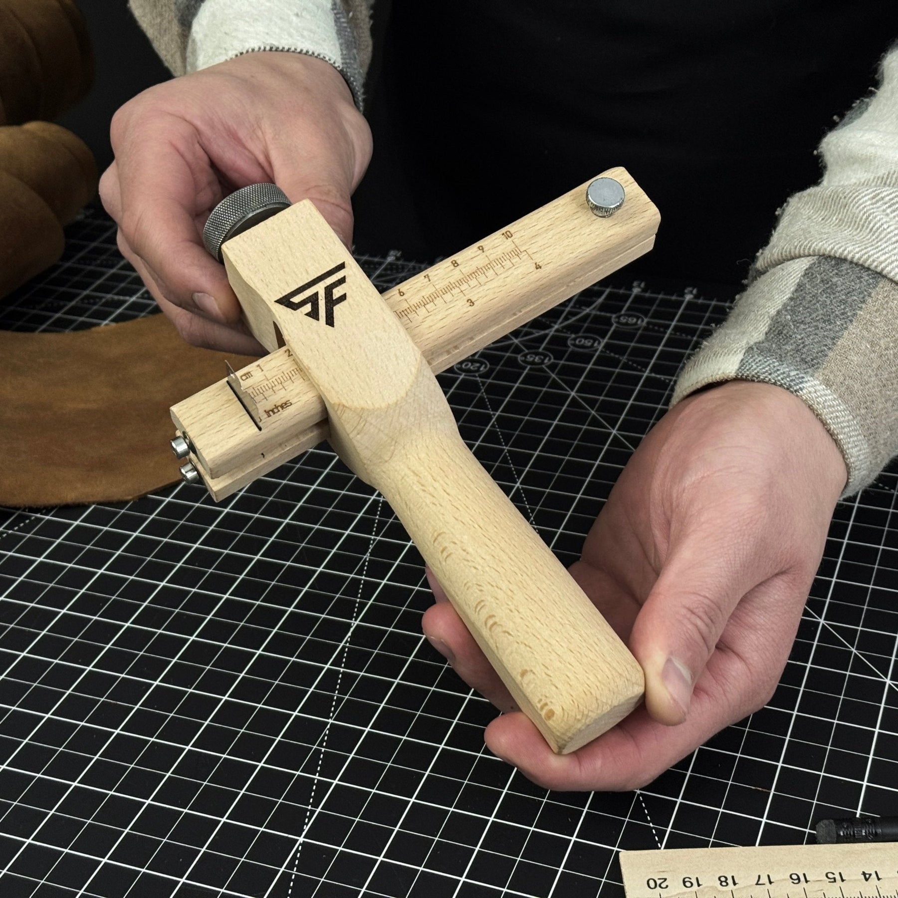 Adjustable Leather Strap & Belt Cutter detail view by Sharky Forged Steel Tools