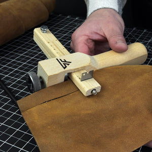 Adjustable Leather Strap & Belt Cutter detail view by Sharky Forged Steel Tools