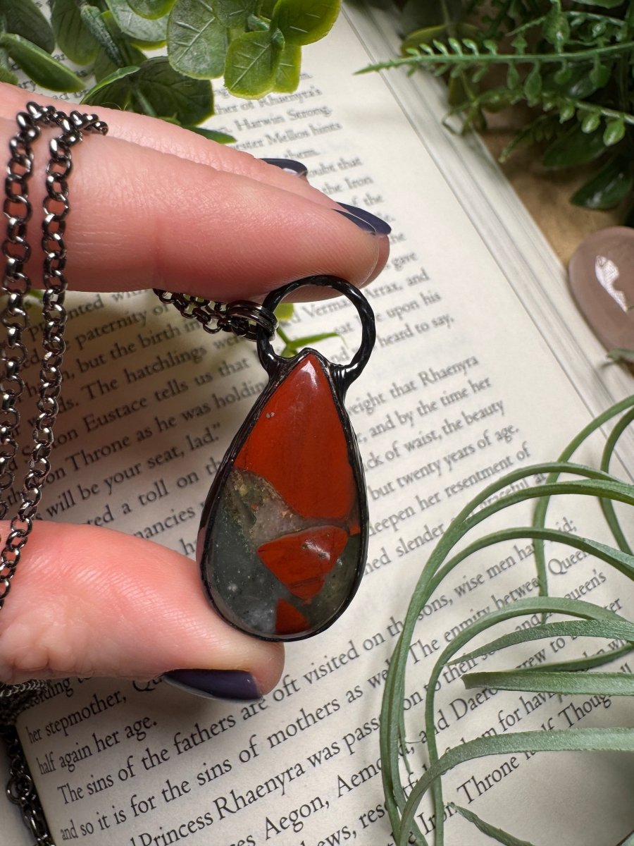 African Bloodstone Necklace by Copper Ashes