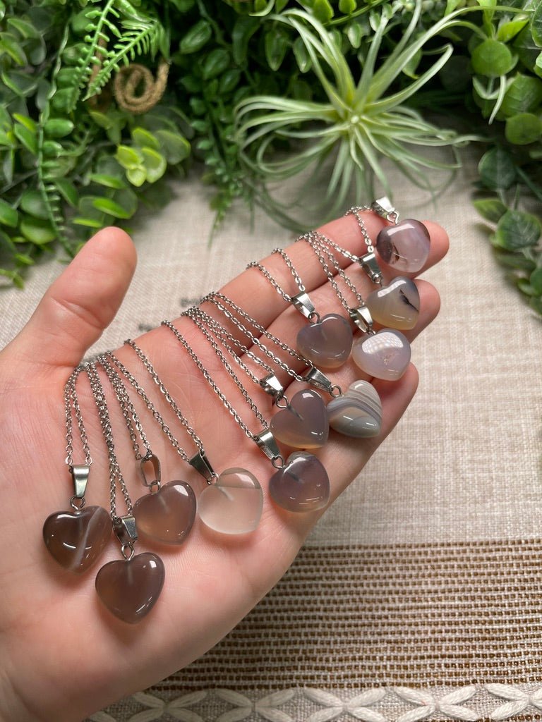 Agate Heart Necklace detail view by Copper Ashes