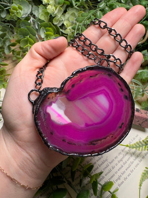 Agate Slice Statement Necklace by Copper Ashes