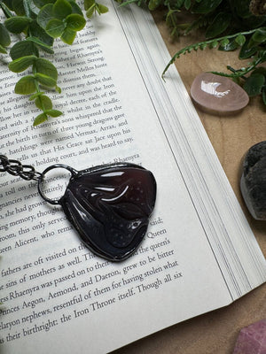 Agate Yoni Carving Necklace detail view by Copper Ashes