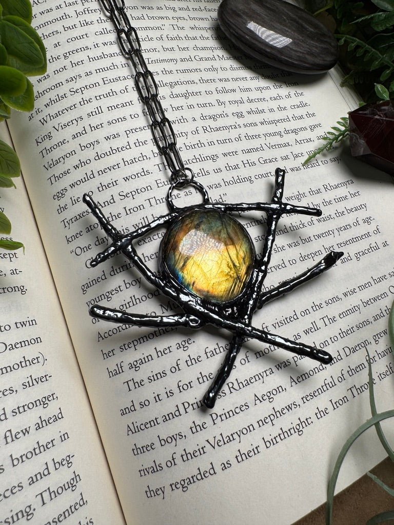 Agatha- Labradorite and Stick Necklace by Copper Ashes