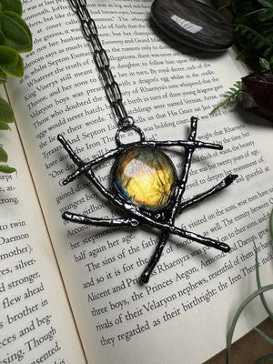 Agatha- Labradorite and Stick Necklace by Copper Ashes
