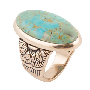 Agave Genuine Blue Turquoise Golden Ring by Barse Jewelry