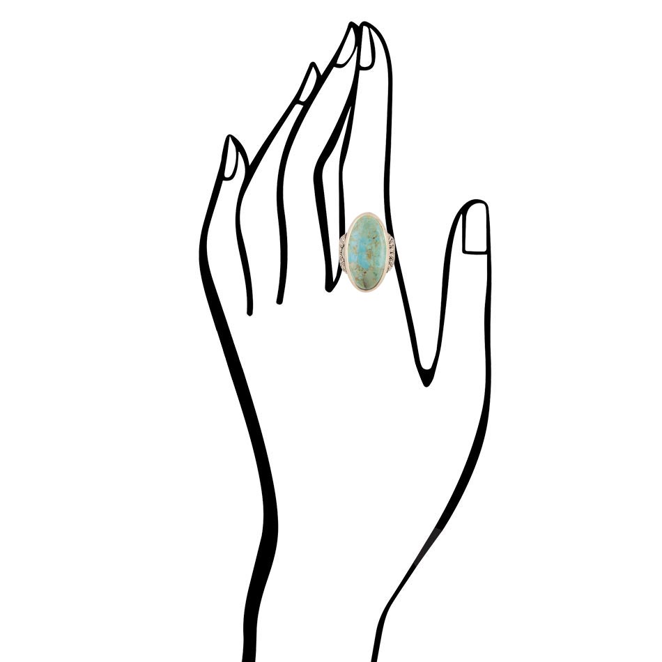 Agave Genuine Blue Turquoise Golden Ring detail view by Barse Jewelry