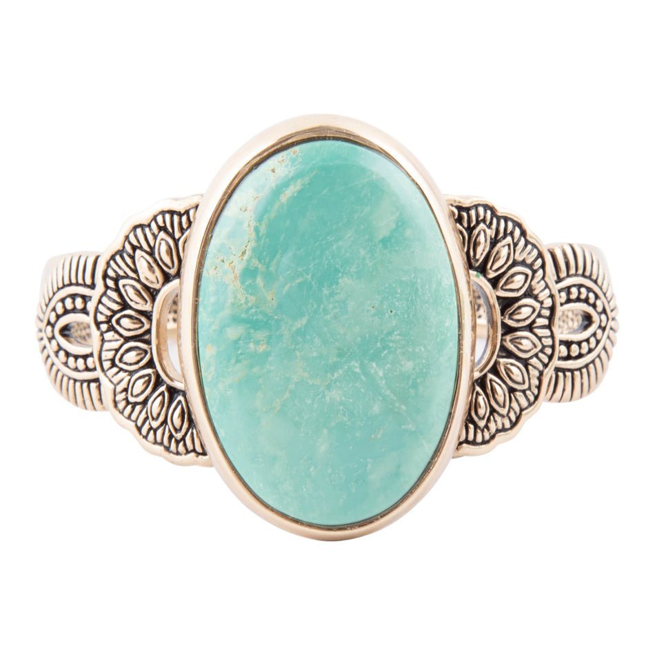 Agave Turquoise and Bronze Statement Cuff Bracelet detail view by Barse Jewelry