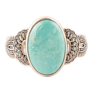 Agave Turquoise and Bronze Statement Cuff Bracelet detail view by Barse Jewelry