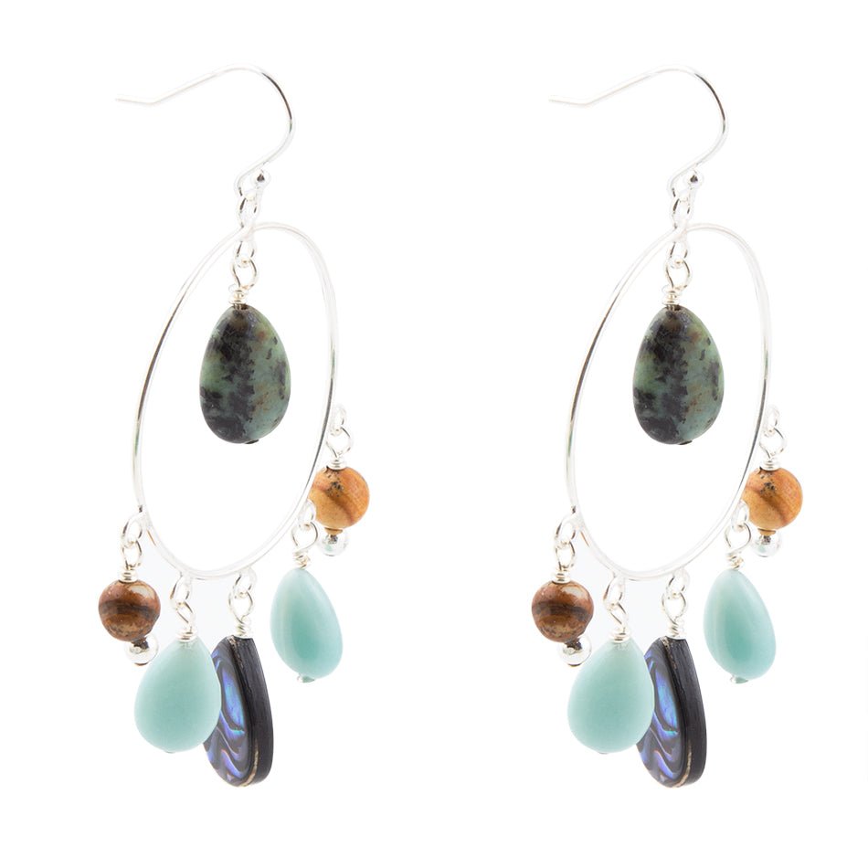 Ajo Abalone Sterling Silver Circle Earrings detail view by Barse Jewelry