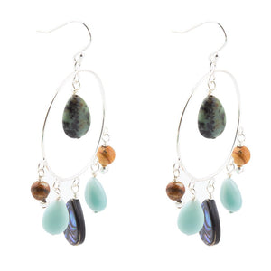 Ajo Abalone Sterling Silver Circle Earrings detail view by Barse Jewelry
