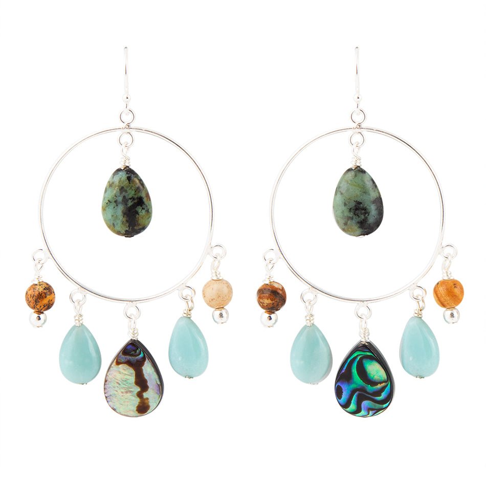 Ajo Abalone Sterling Silver Circle Earrings by Barse Jewelry