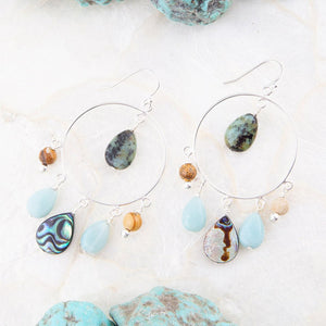 Ajo Abalone Sterling Silver Circle Earrings detail view by Barse Jewelry