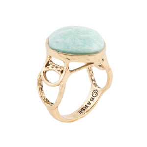 Blue Amazonite and Golden Bronze Circle Dance Ring by Barse Jewelry