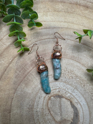 Amazonite Penis Earrings detail view by Copper Ashes