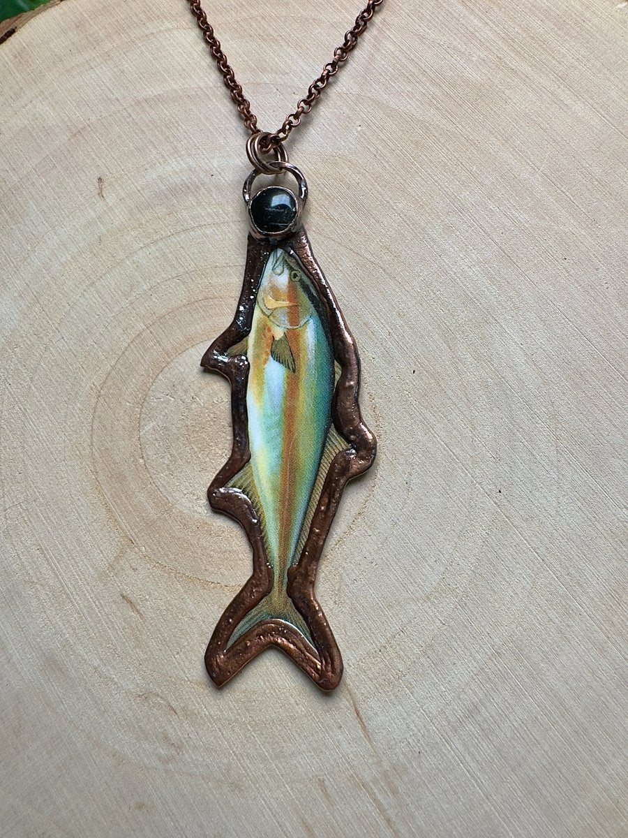Amberjack and Obsidian Necklace by Copper Ashes