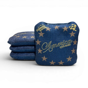 America Distressed Stars & Distressed Stripes - Pro Style REC Cornhole Bags – Regulation 6"x6" – Full Set of 8 by Cornhole Solutions, custom cornhole board detail photo 2