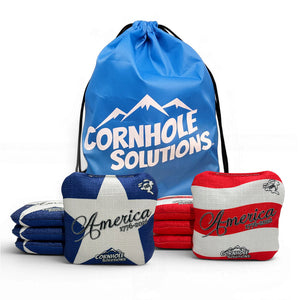 America Stars & Stripes - Pro Style REC Cornhole Bags – Regulation 6"x6" – Full Set of 8 by Cornhole Solutions, custom cornhole board main product photo