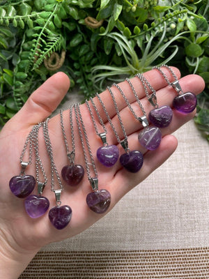 Amethyst Heart Necklace detail view by Copper Ashes