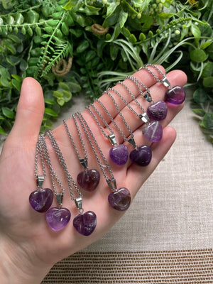 Amethyst Heart Necklace detail view by Copper Ashes