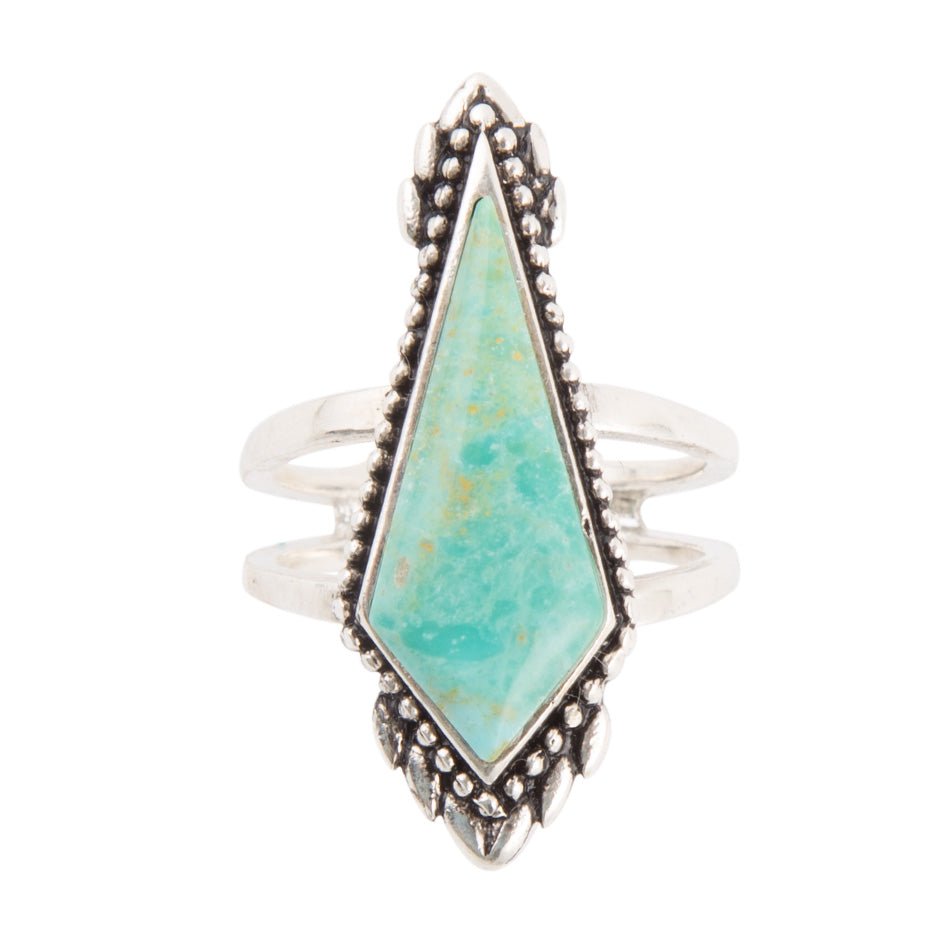Anemone Blue Turquoise and Sterling Silver Statement Ring detail view by Barse Jewelry