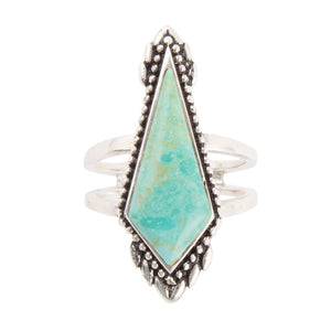 Anemone Blue Turquoise and Sterling Silver Statement Ring detail view by Barse Jewelry