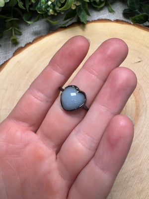 Angelite Heart Ring Size12 by Copper Ashes