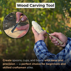 Angled Bevel Carving Chisel – 10 mm (0.39 inches) detail view by Sharky Forged Steel Tools