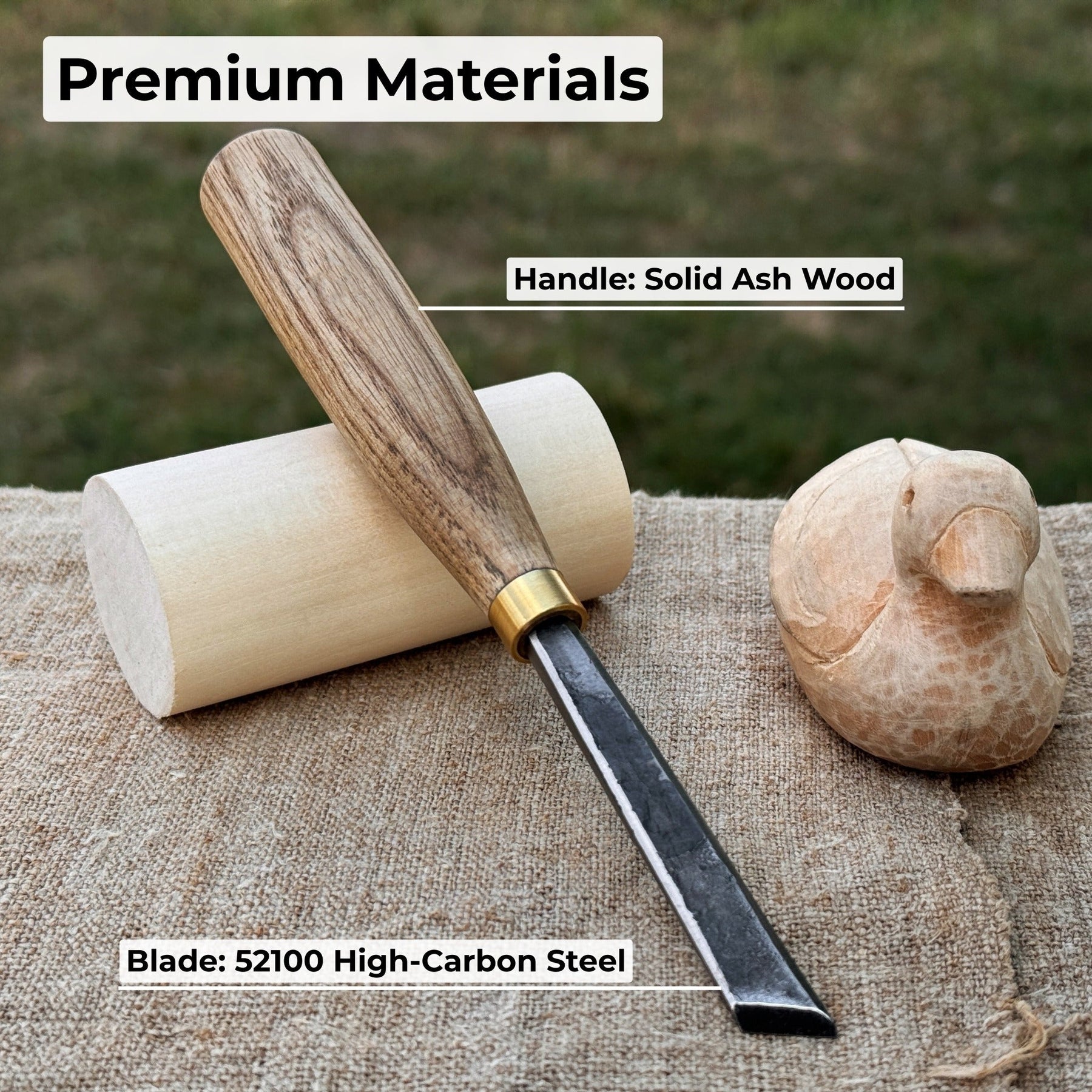 Angled Bevel Carving Chisel – 10 mm (0.39 inches) detail view by Sharky Forged Steel Tools