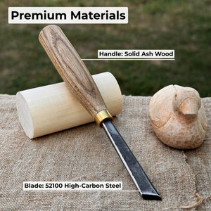 Angled Bevel Carving Chisel – 10 mm (0.39 inches) detail view by Sharky Forged Steel Tools