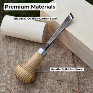 Angled Bevel Carving Chisel with Palm Handle – 10 mm (0.39 inches) detail view by Sharky Forged Steel Tools