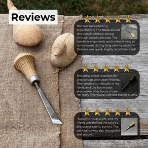 Angled Bevel Carving Chisel with Palm Handle – 10 mm (0.39 inches) detail view by Sharky Forged Steel Tools