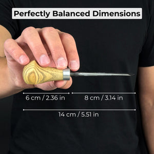 Angled Bevel Carving Chisel with Palm Handle – 10 mm (0.39 inches) detail view by Sharky Forged Steel Tools