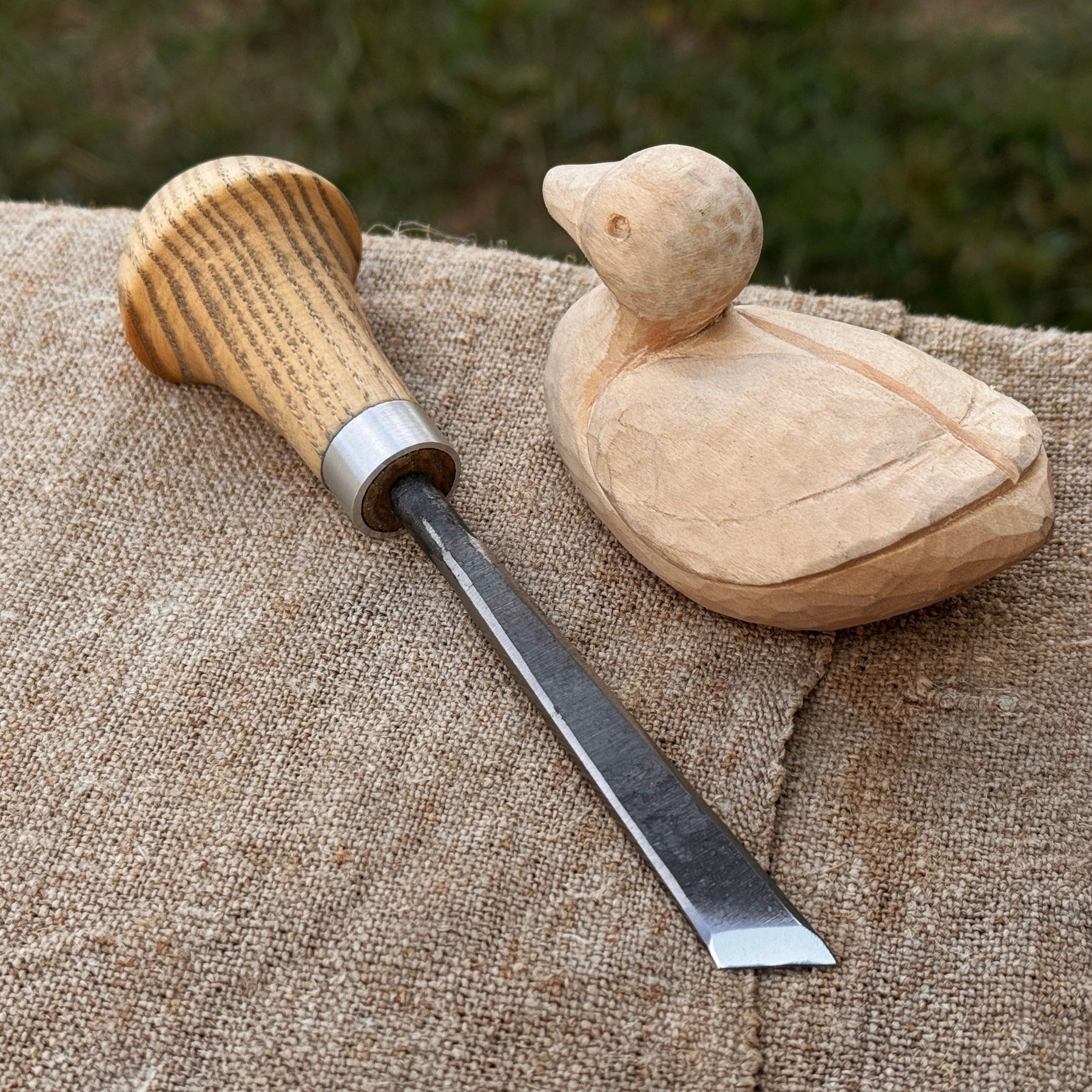 Angled Bevel Carving Chisel with Palm Handle – 10 mm (0.39 inches) by Sharky Forged Steel Tools