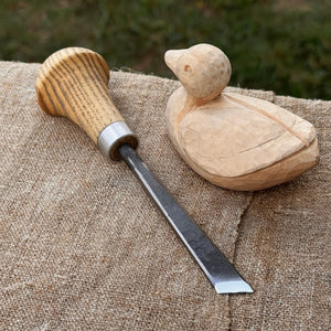 Angled Bevel Carving Chisel with Palm Handle – 10 mm (0.39 inches) by Sharky Forged Steel Tools