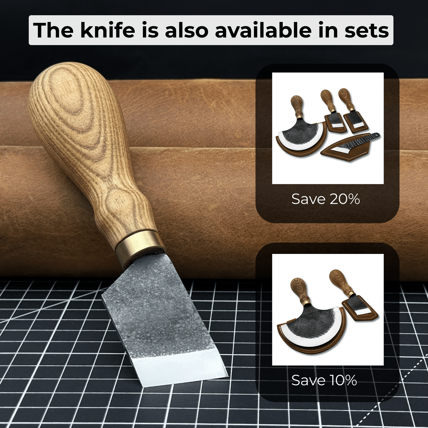 Angled Leather Skiving Knife, 3 cm (1.18 inches) detail view by Sharky Forged Steel Tools