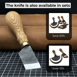 Angled Leather Skiving Knife, 3 cm (1.18 inches) detail view by Sharky Forged Steel Tools
